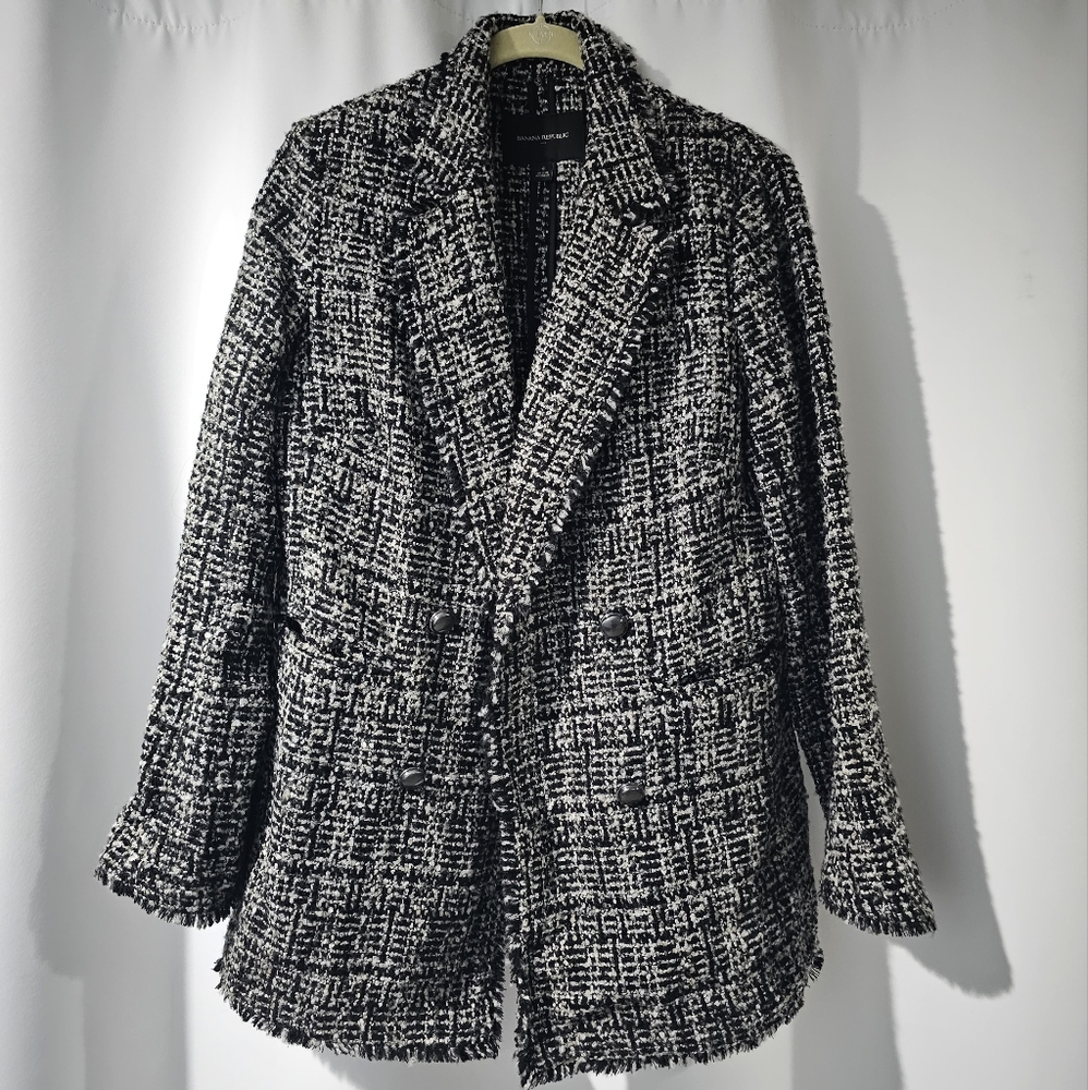 Banana Republic Black & White Tweed Pattern Blazer